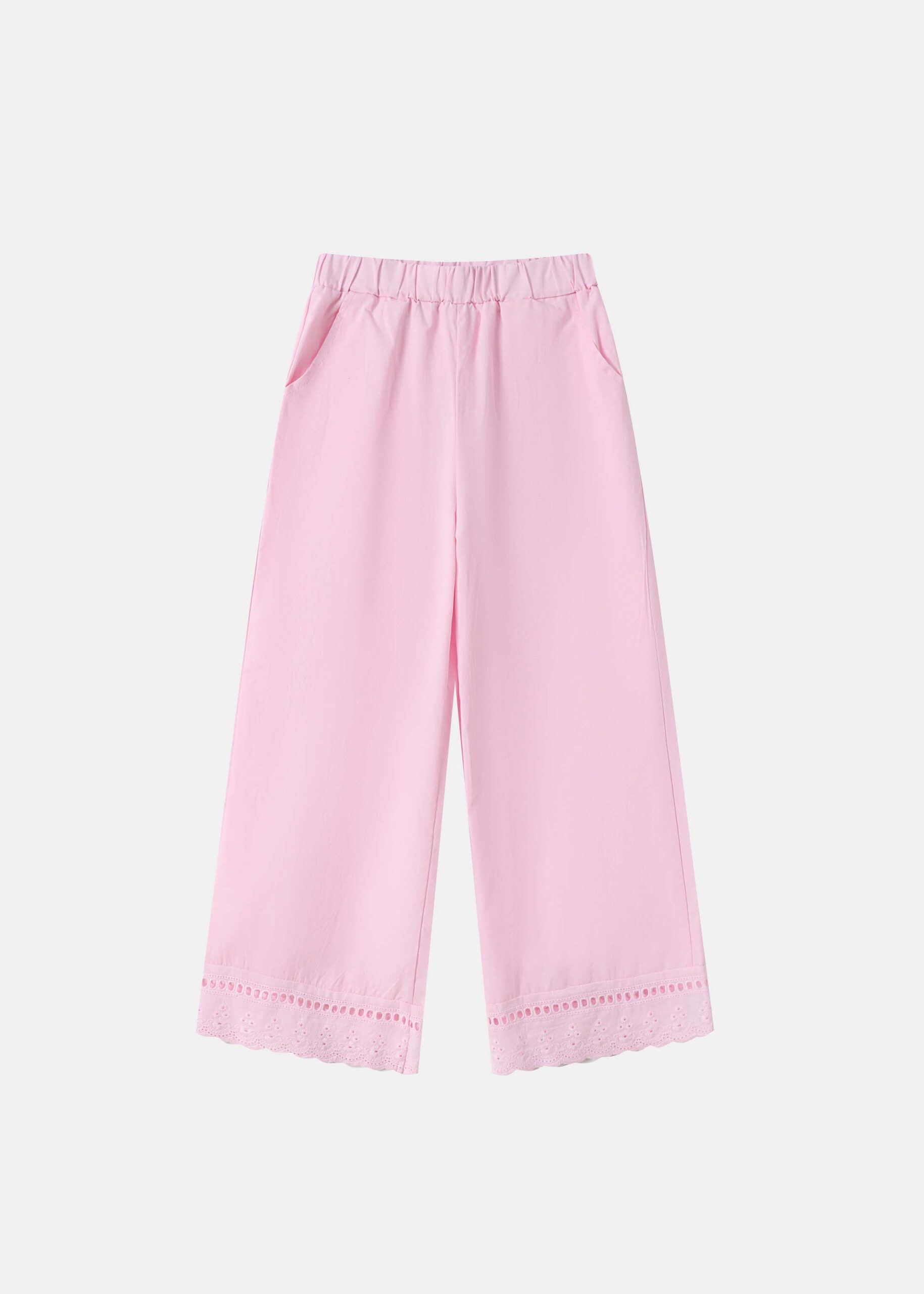 6126408023413-a Kids Girl Embroidered Decor Trouser - Image 1
