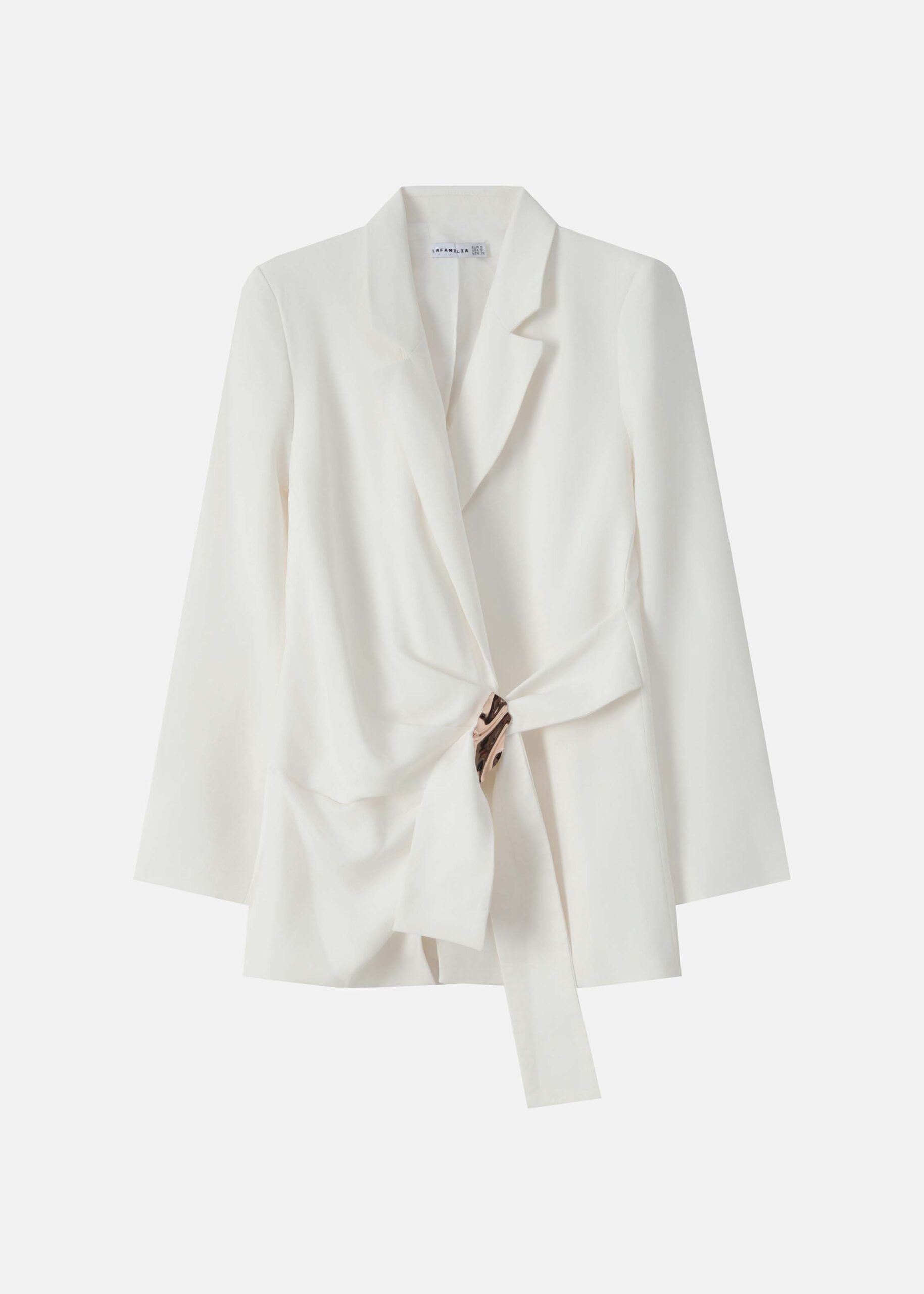 6126203061704-a Women Double Breasted Blazer With Buckle - Image 1