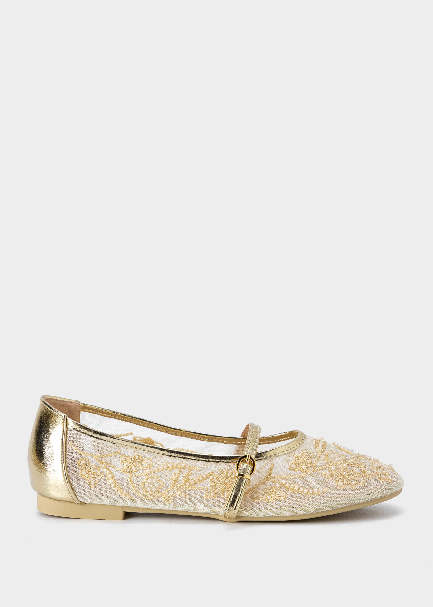 Women Embroidered Mesh Ballerina