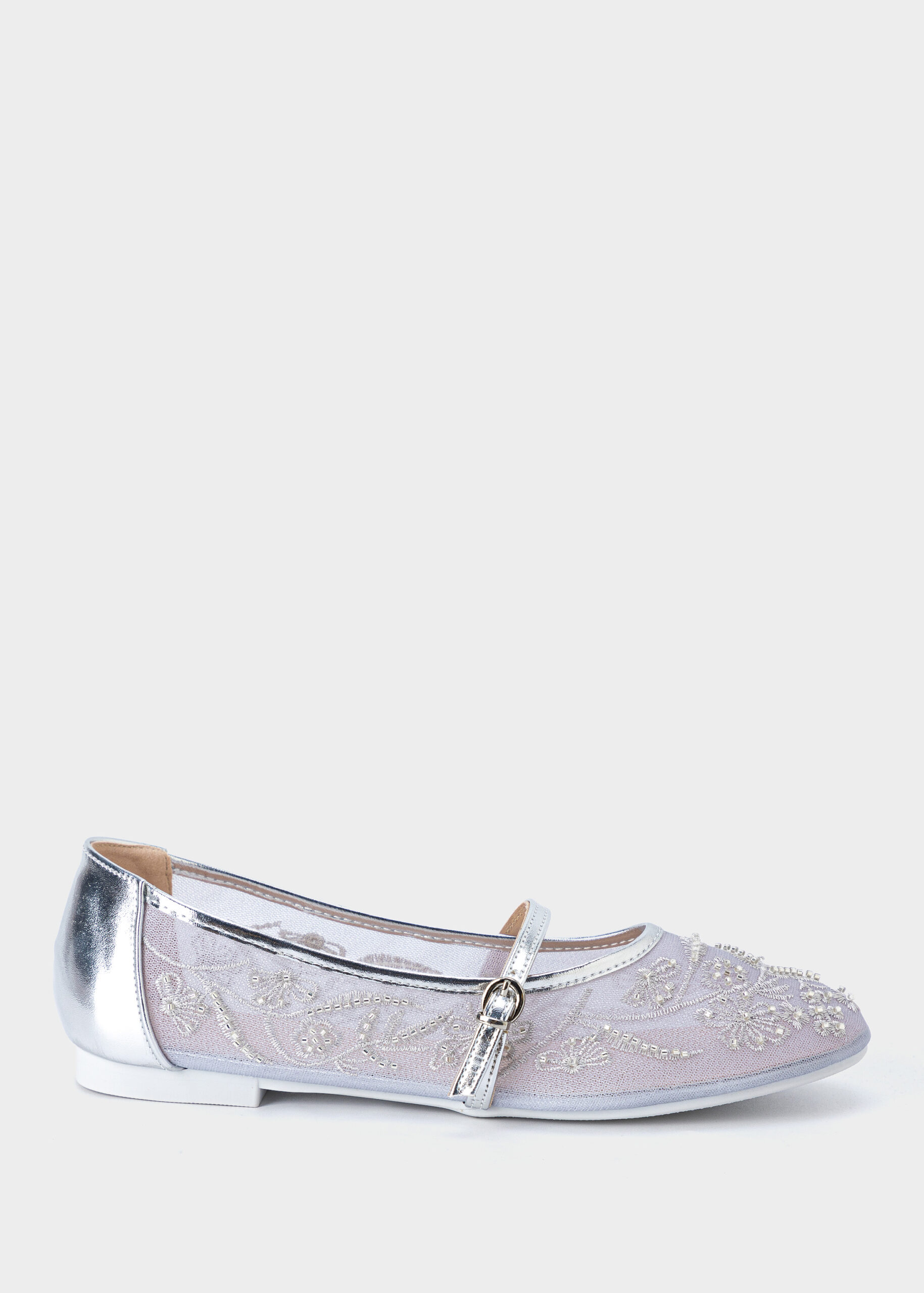 Women Embroidered Mesh Ballerina