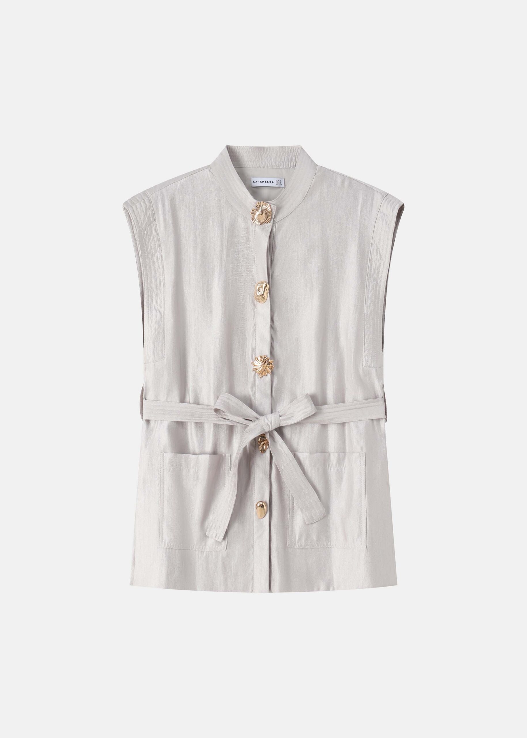 6126217037370-a Women Mandarin Collar Vest - Image 1