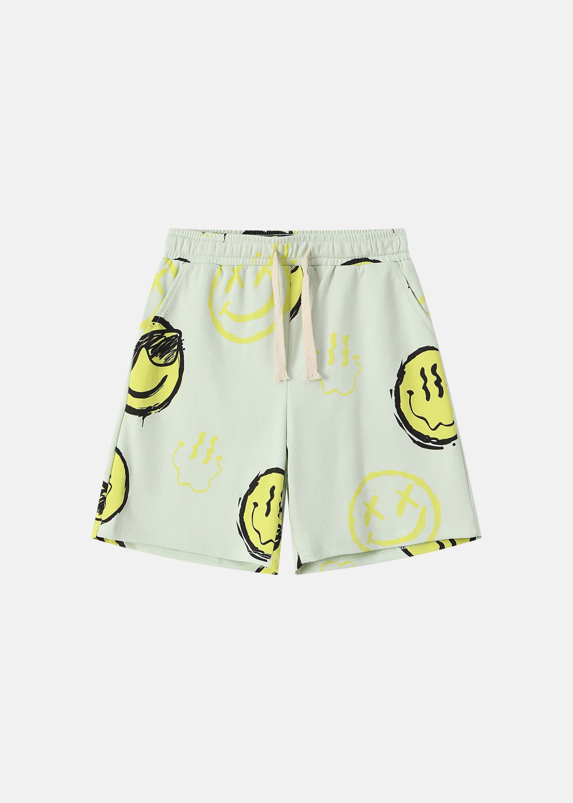 6126310058122-a شورت أطفال ولادي بطباعة سمايلي فيس - الصورة 1