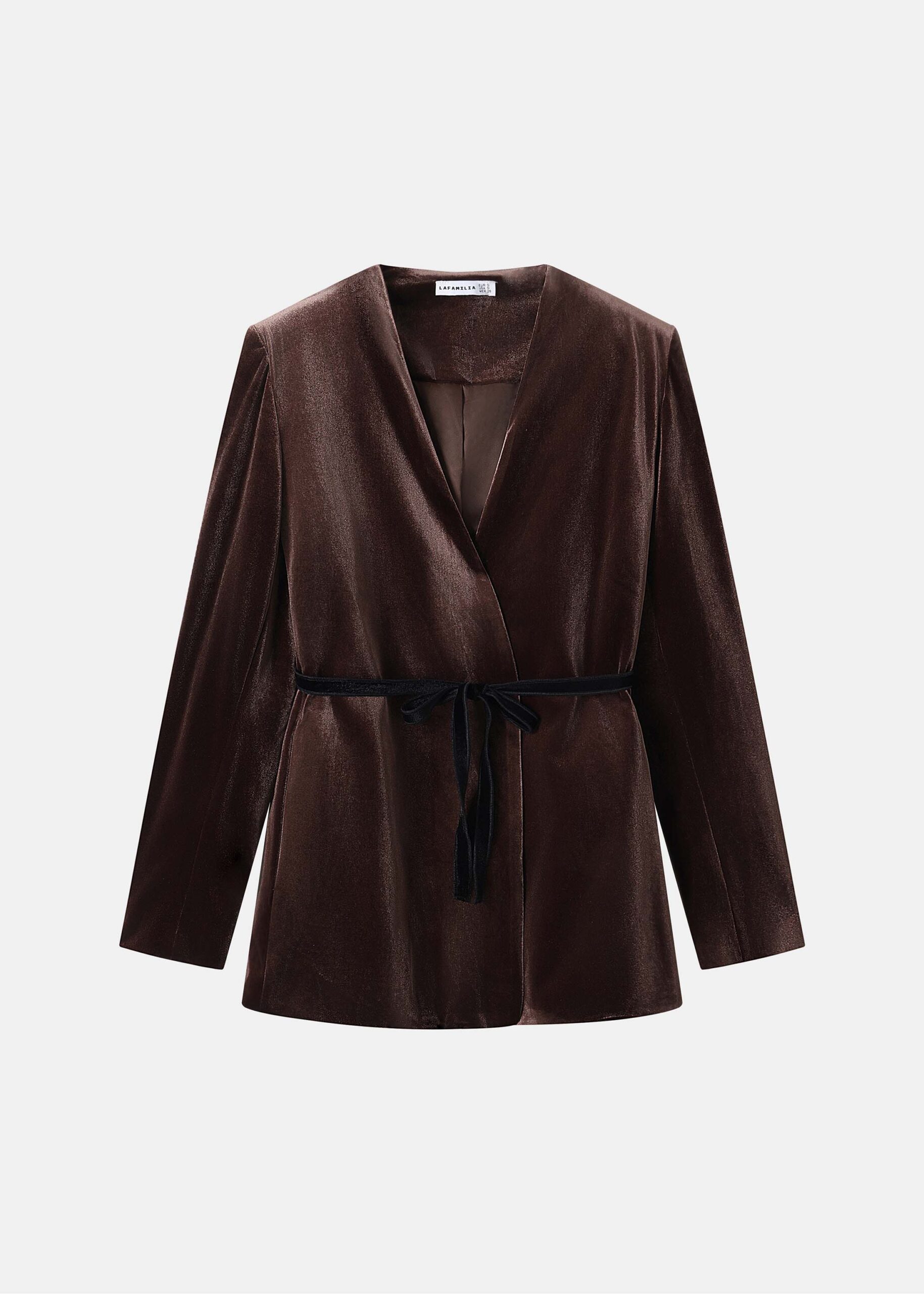Women Velvet Belted Blazer