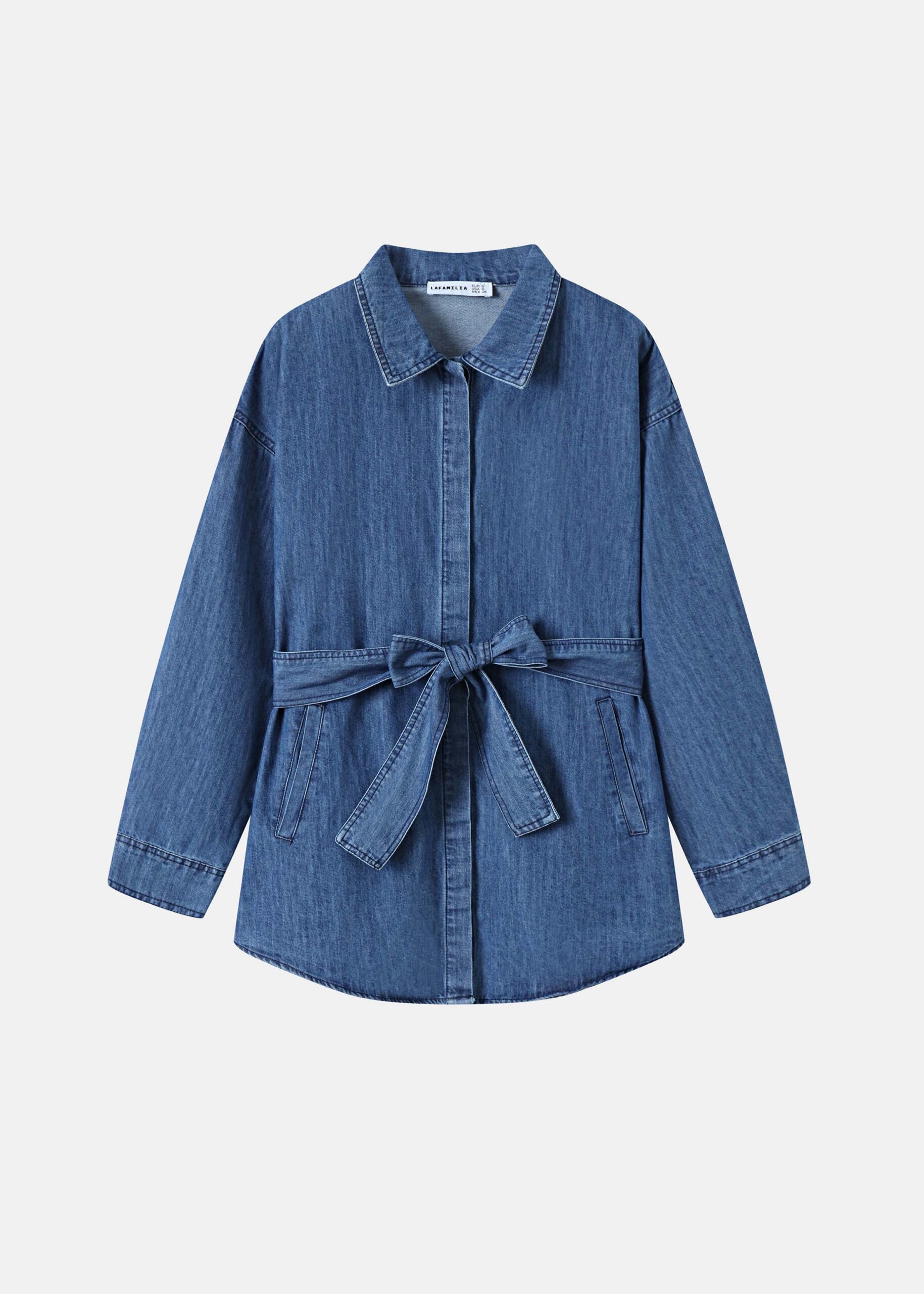 Women Denim Belted Shirt