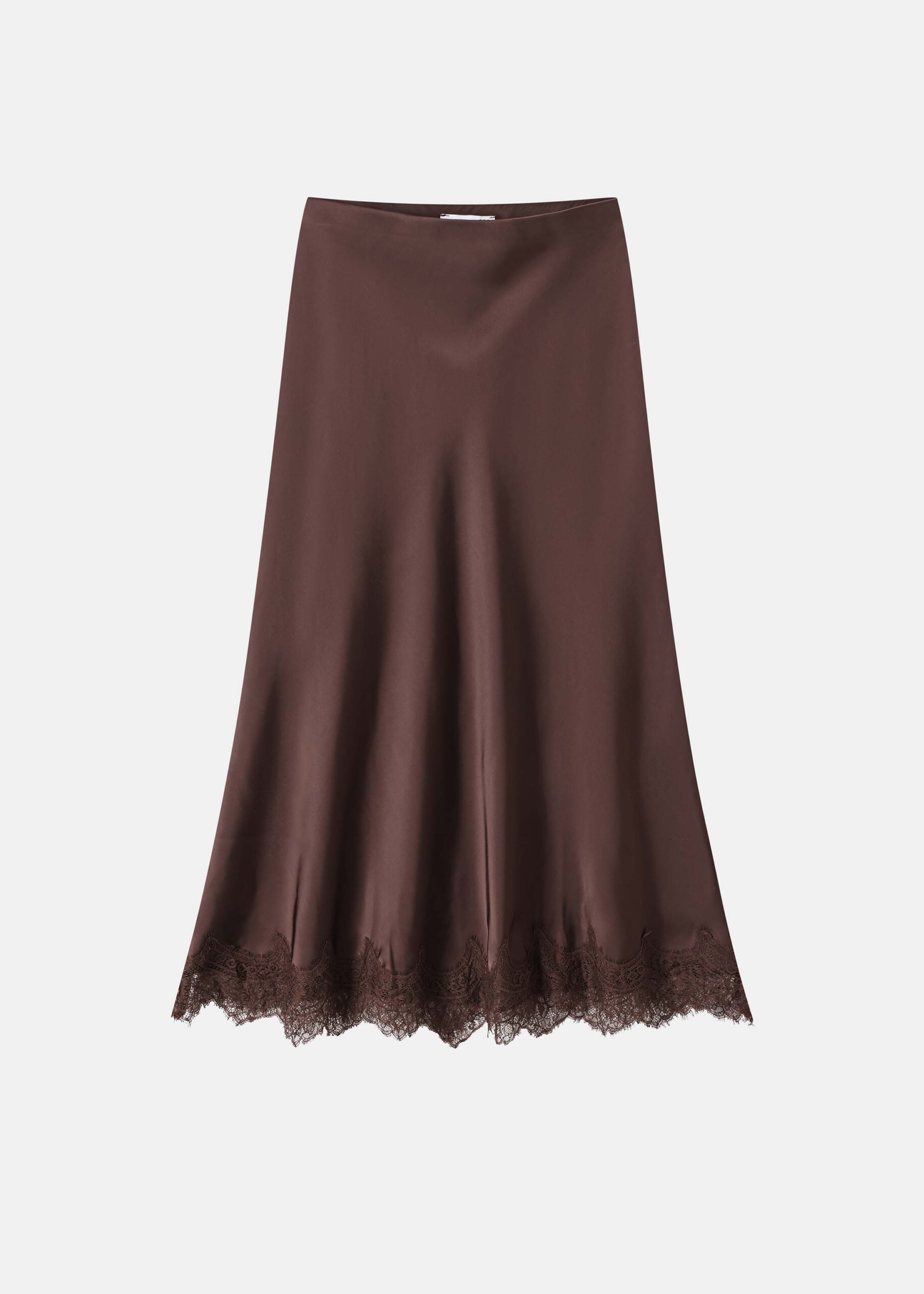 Women Satin Midi Skirt With Lace