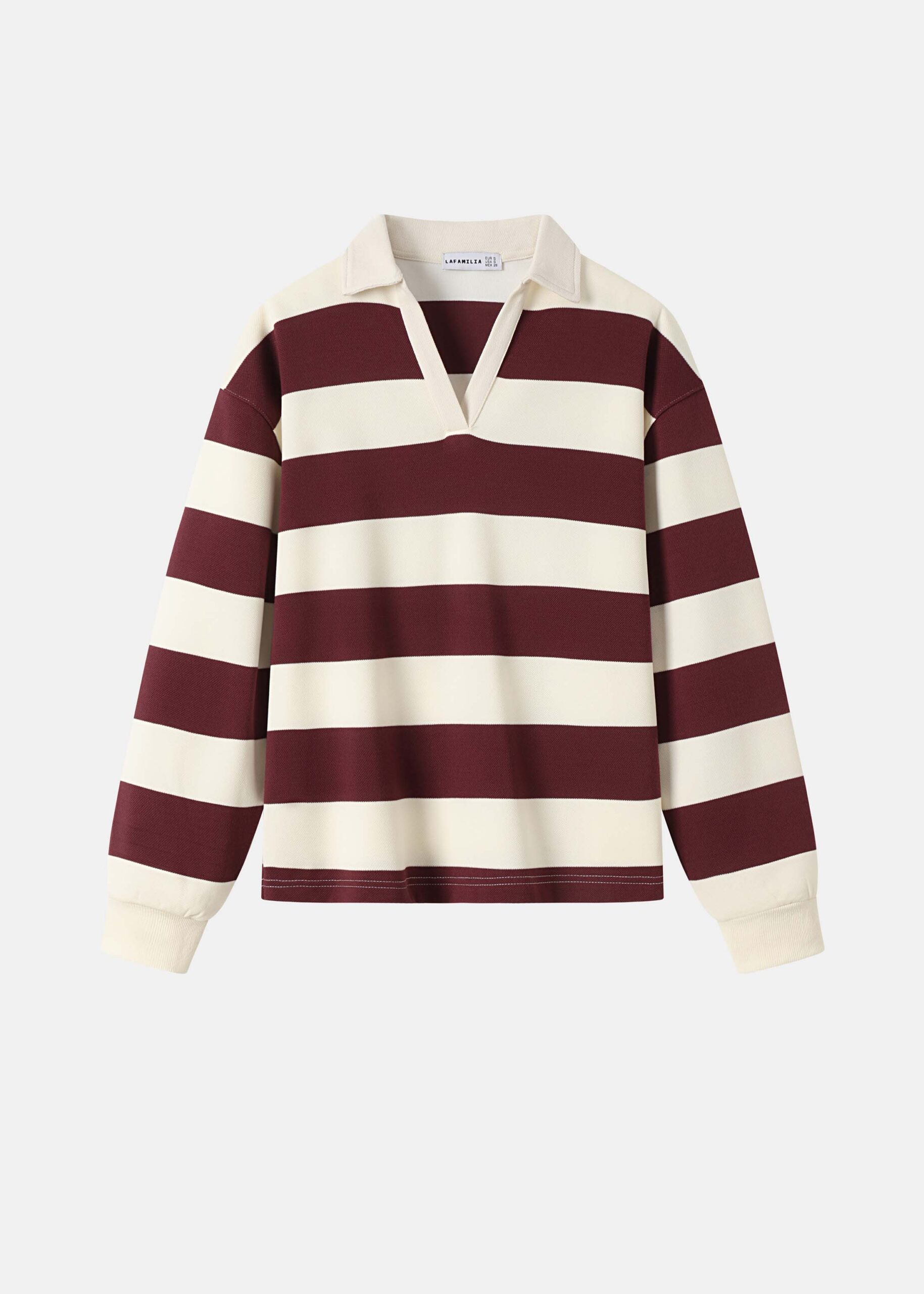 Women Striped Polo Sweatshirt