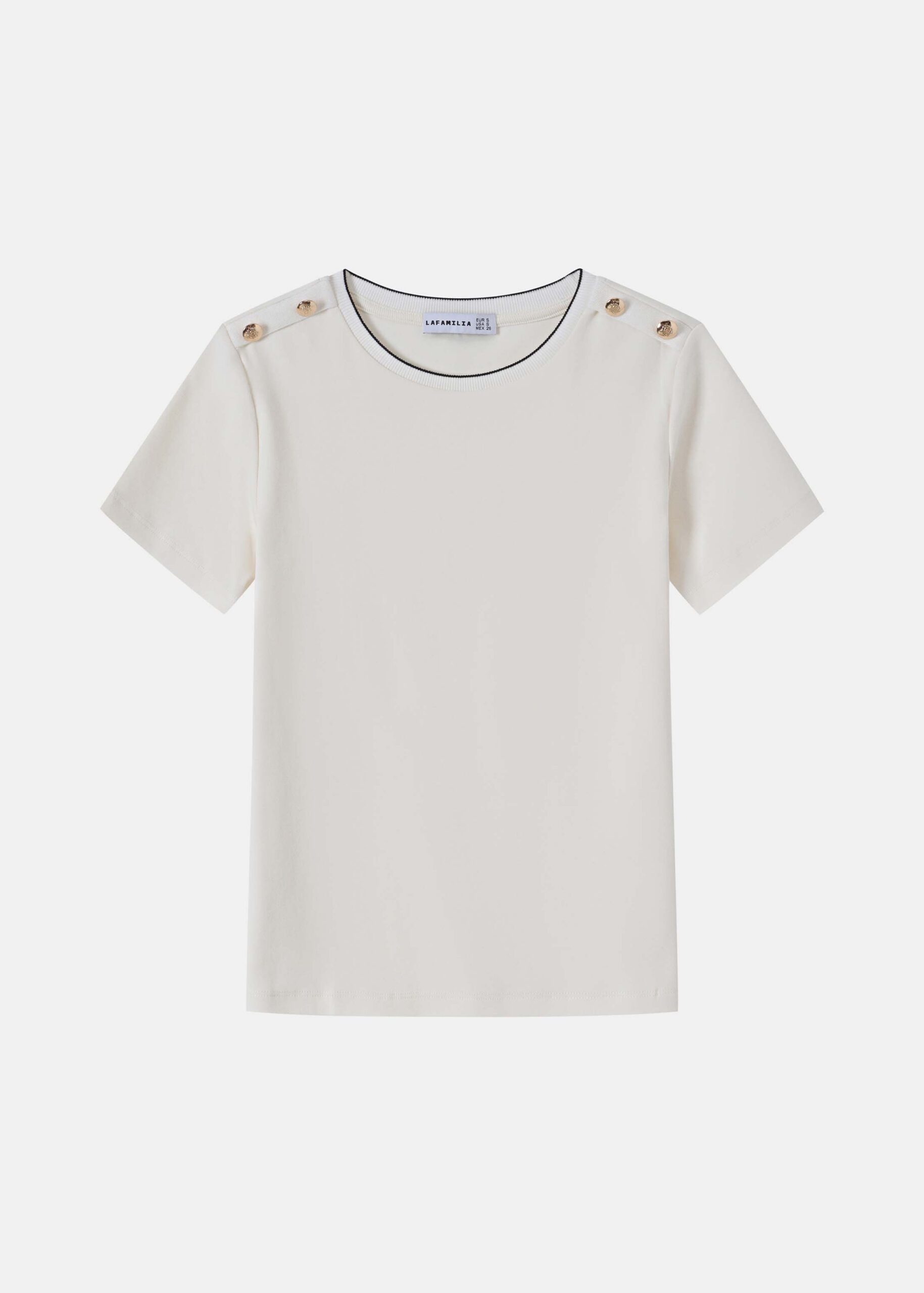 Women Short-Sleeves Top With Buttons on Shoulder