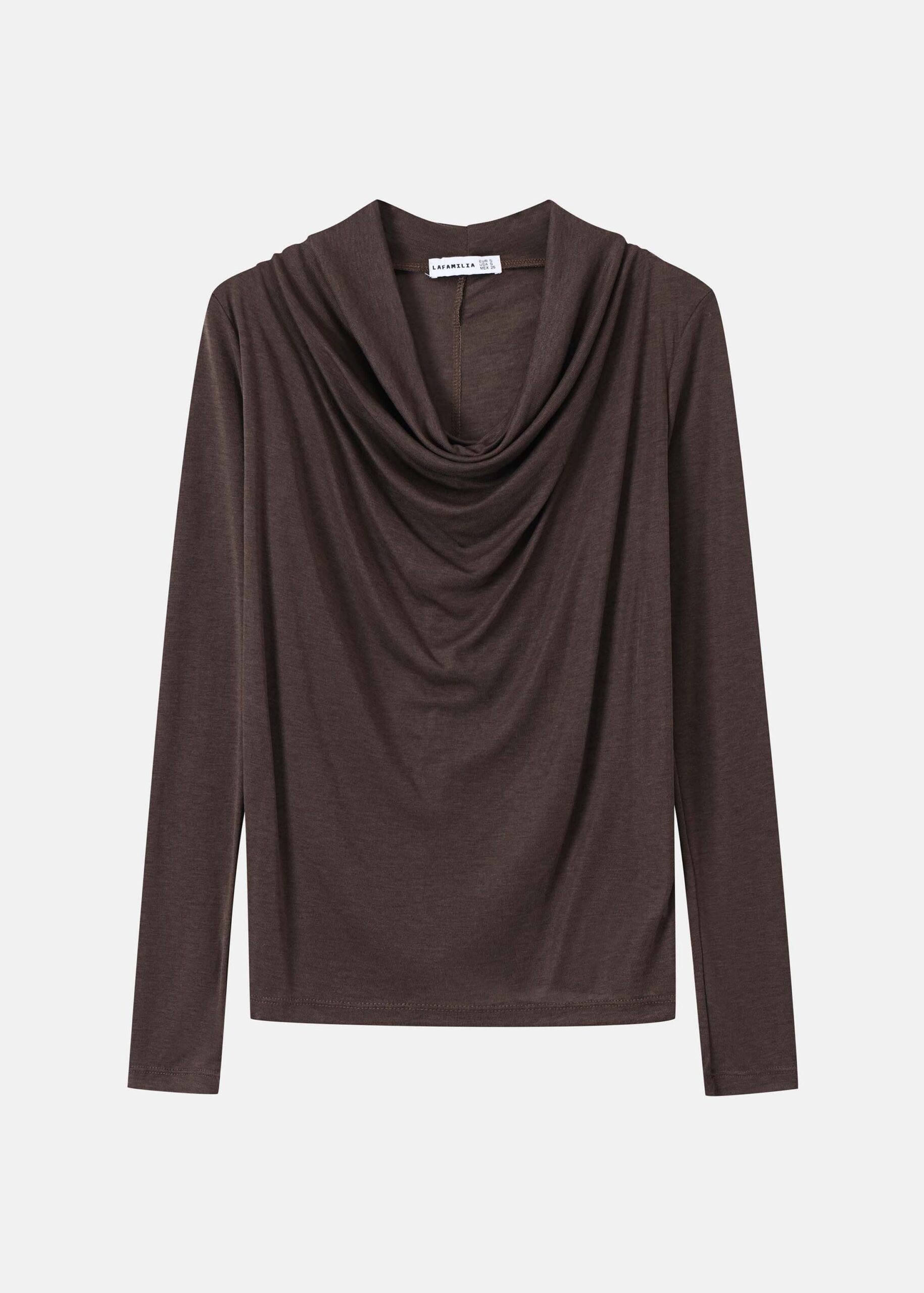 Women Cowl-Neck Long-Sleeves Top