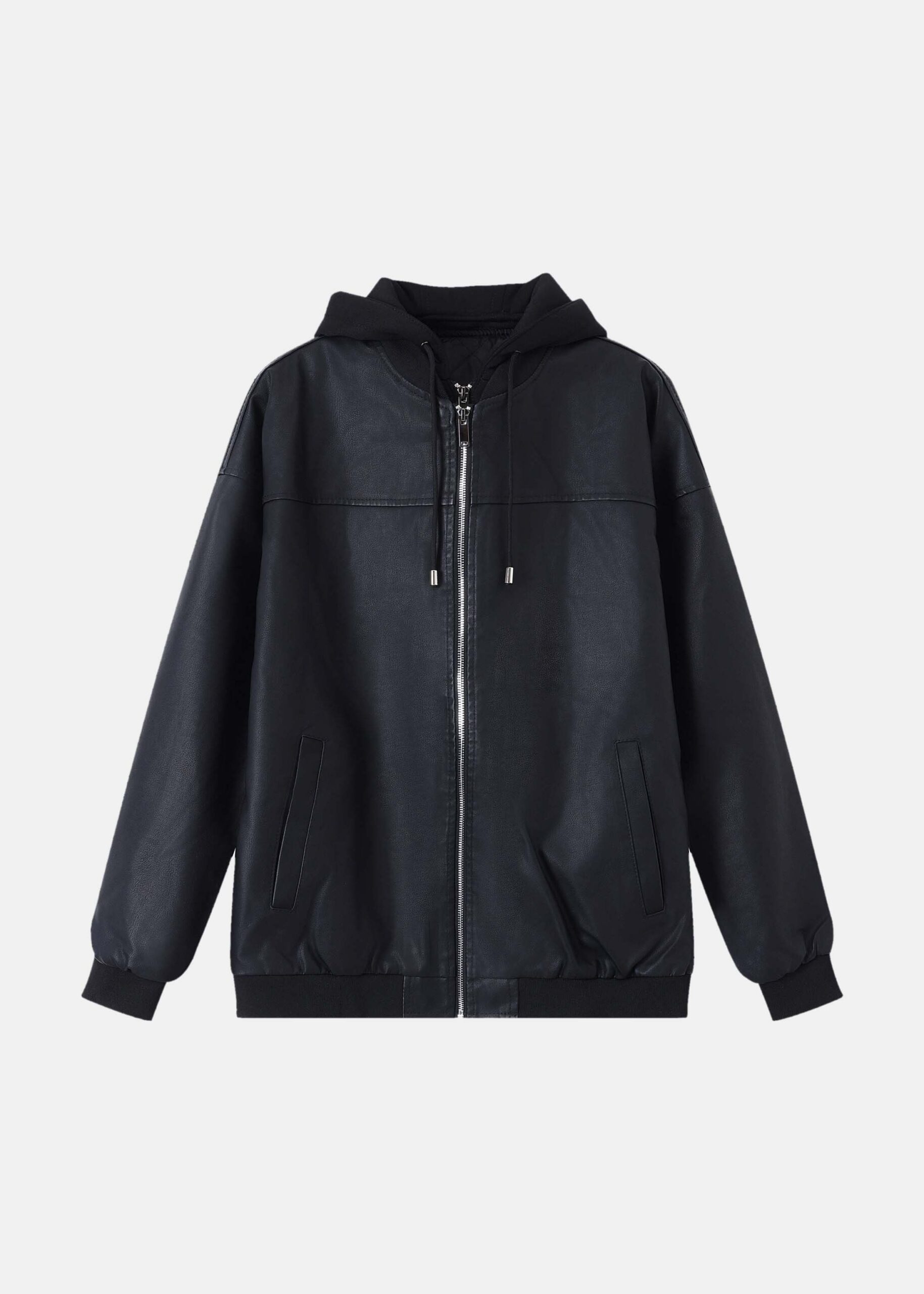 Men Leather Jacket with Hood