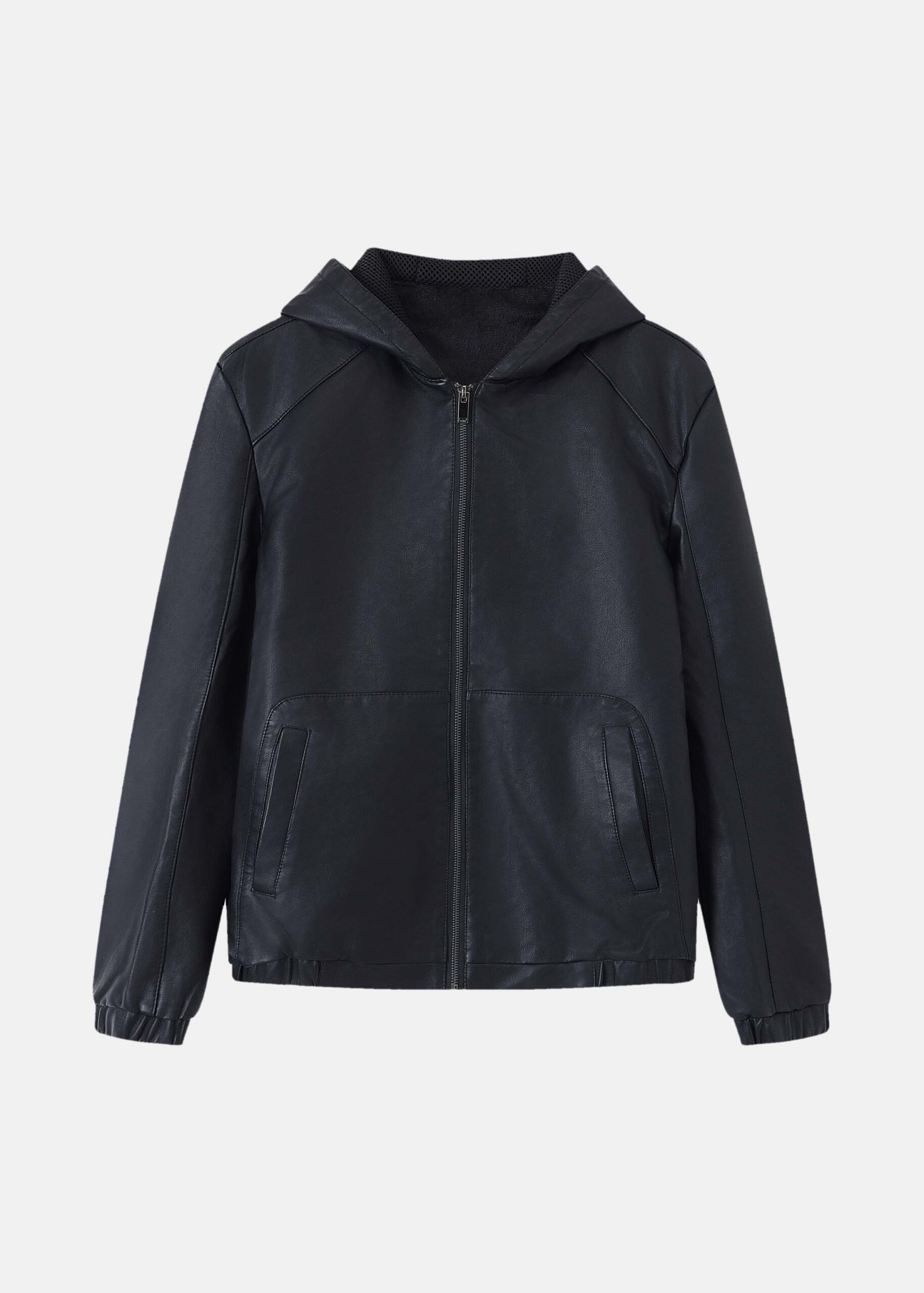 Men Leather Jacket with Hood