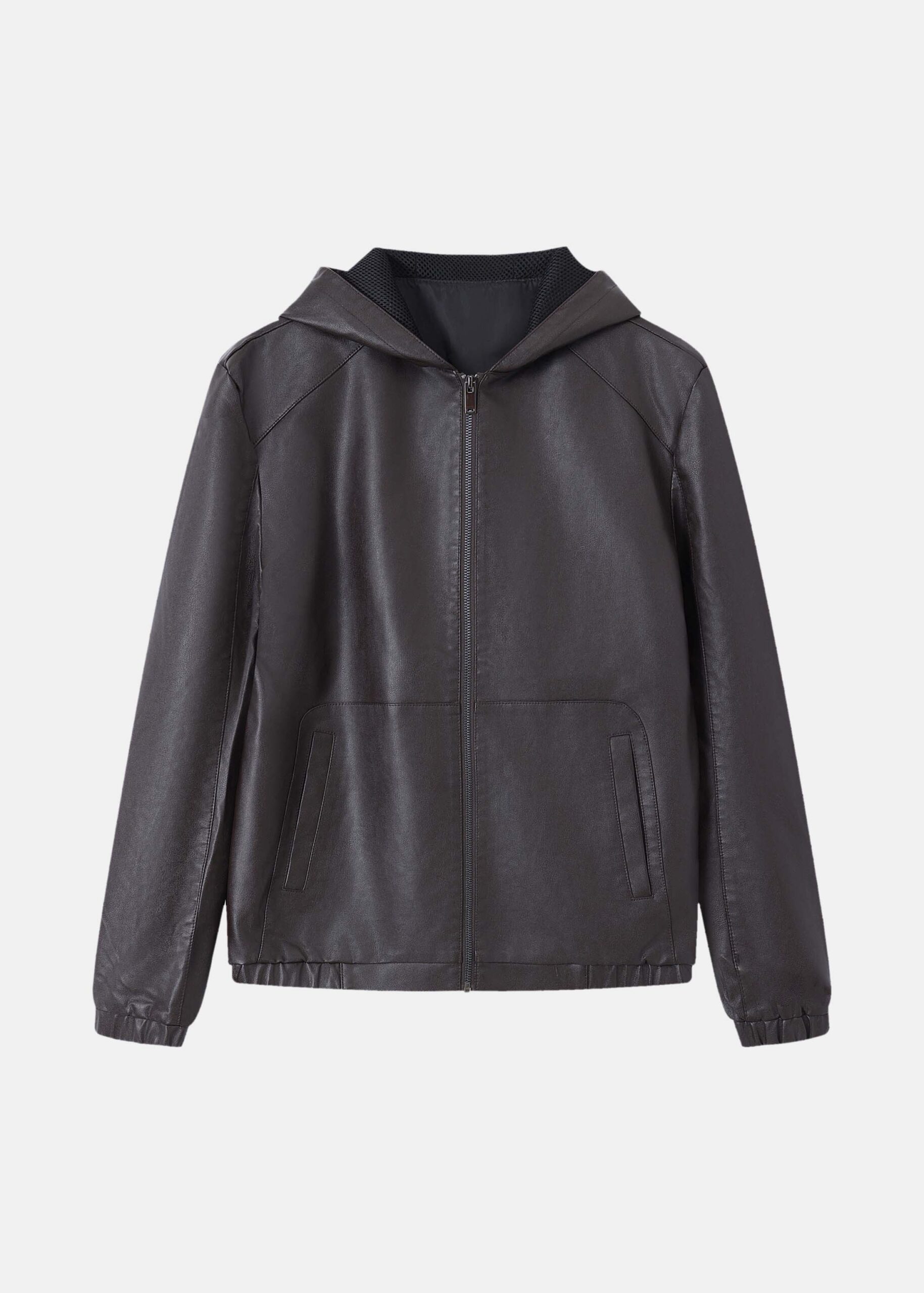 Men Leather Jacket with Hood