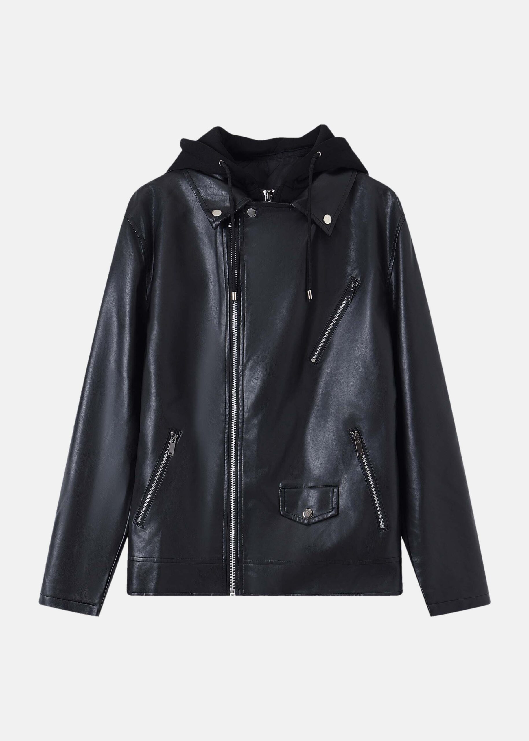 Men Leather Jacket with Hood