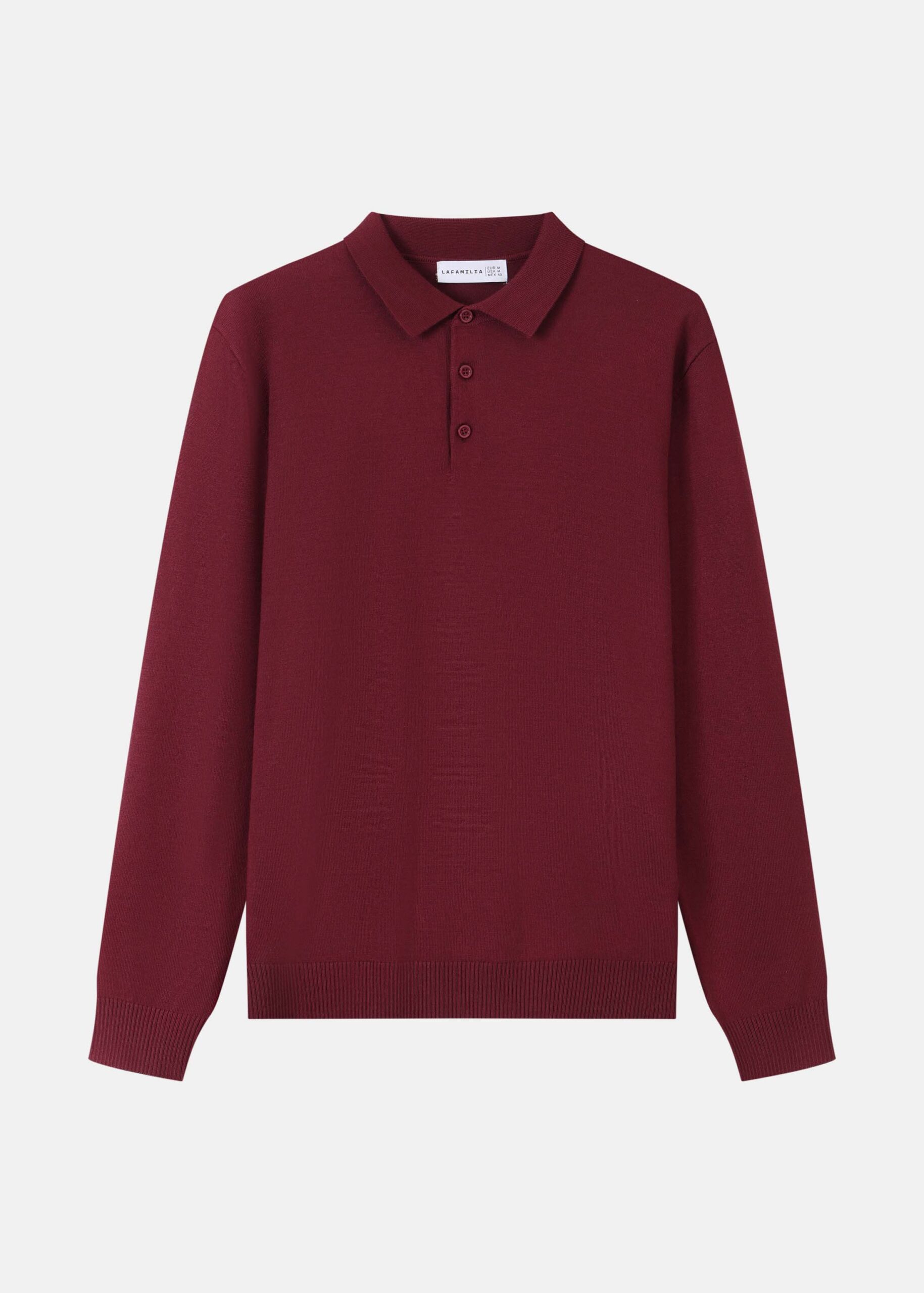 Men Long-Sleeve Knit Polo Shirt