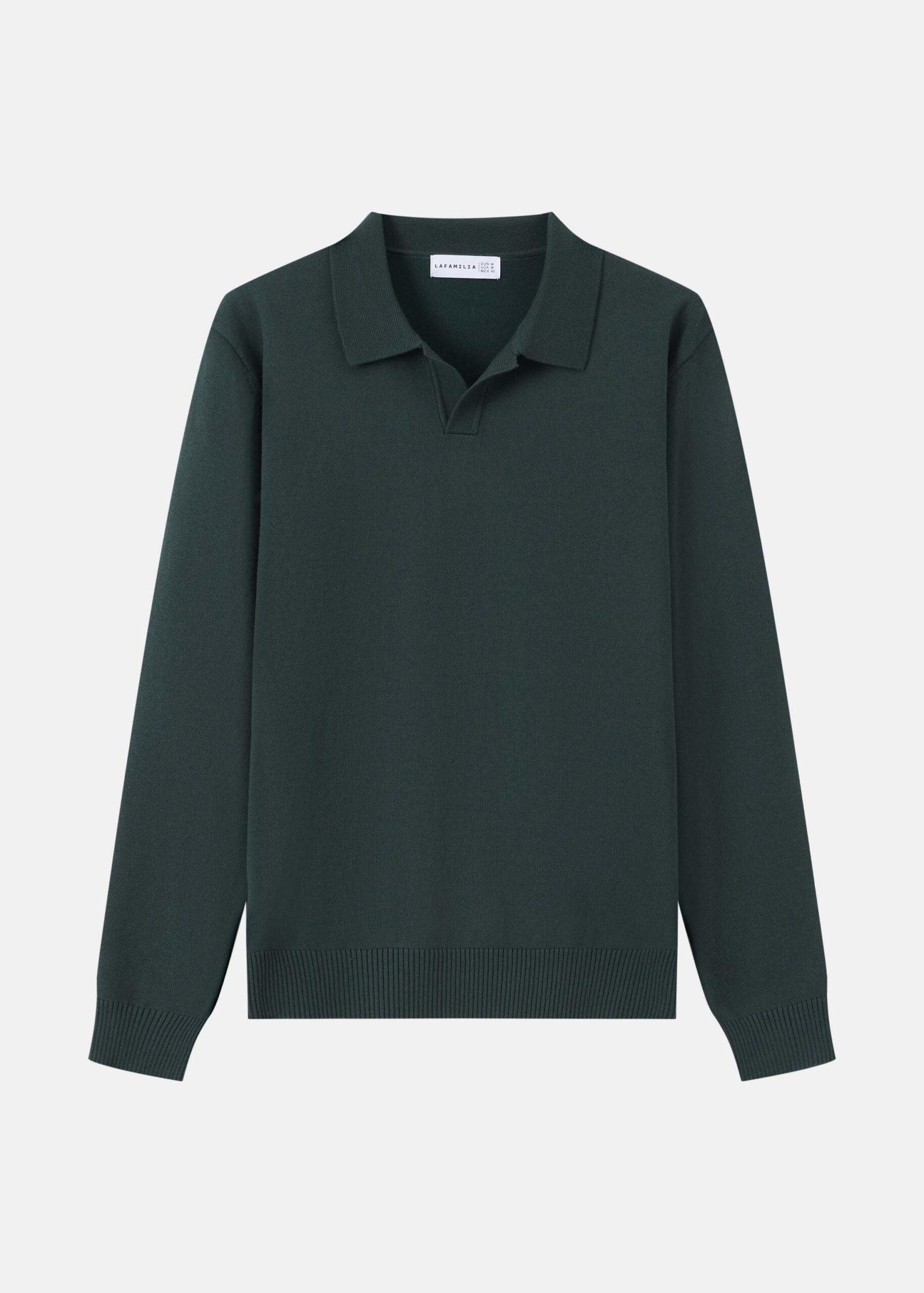 Men Long-Sleeve Knit Polo Shirt