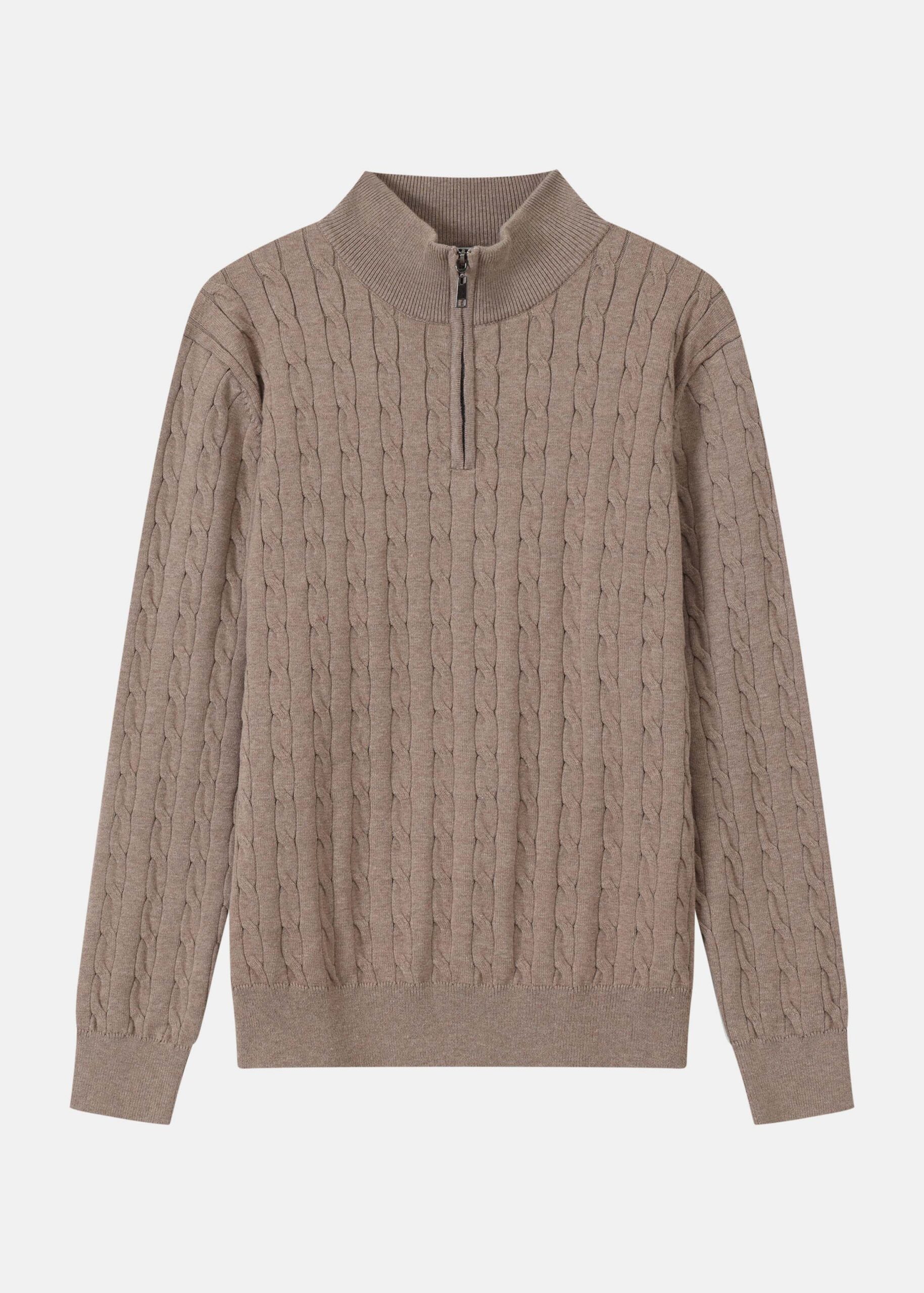 Men Half-Zip Cable-Knit Sweater