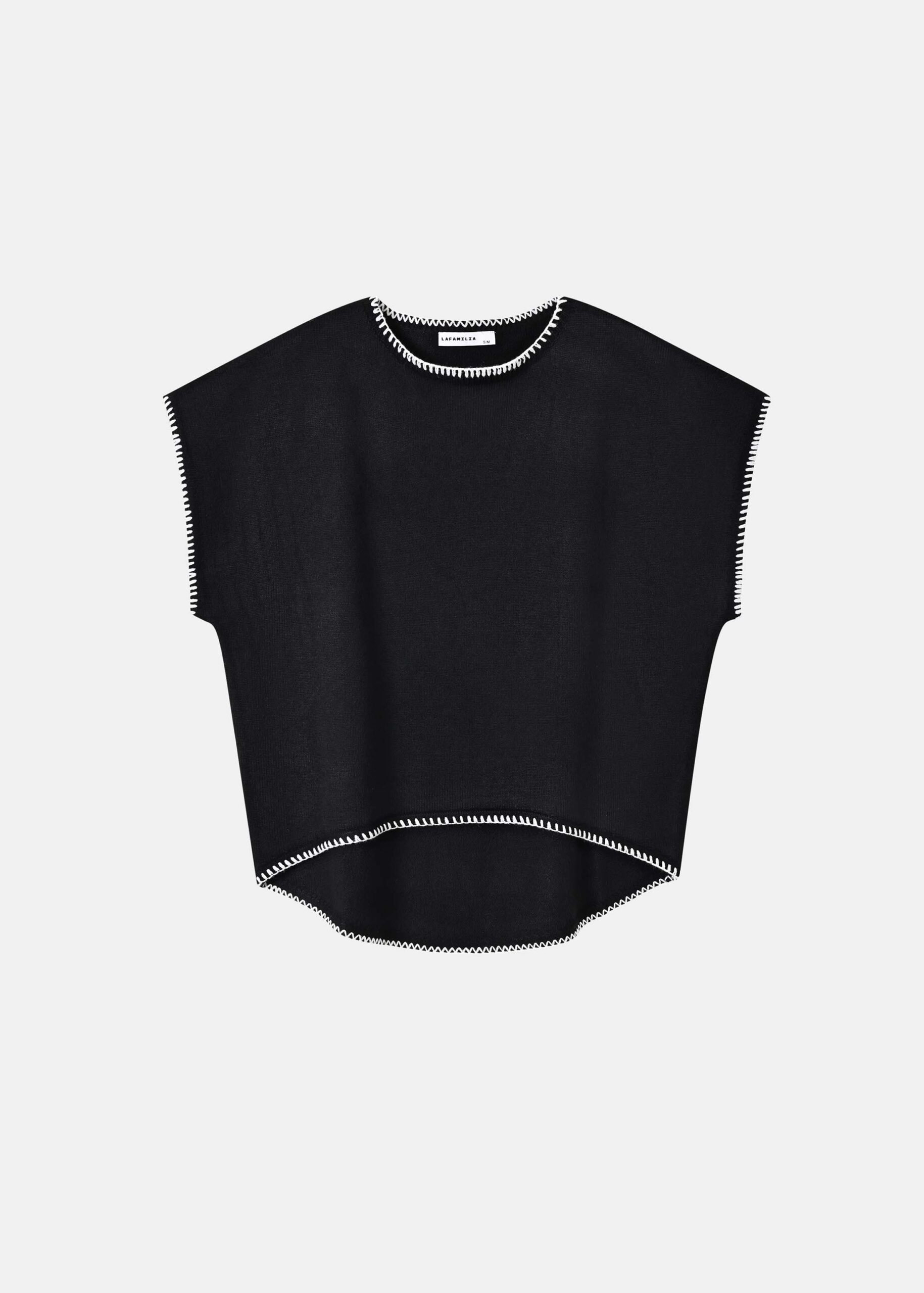 Women Knit Top with Contrast Topstitching