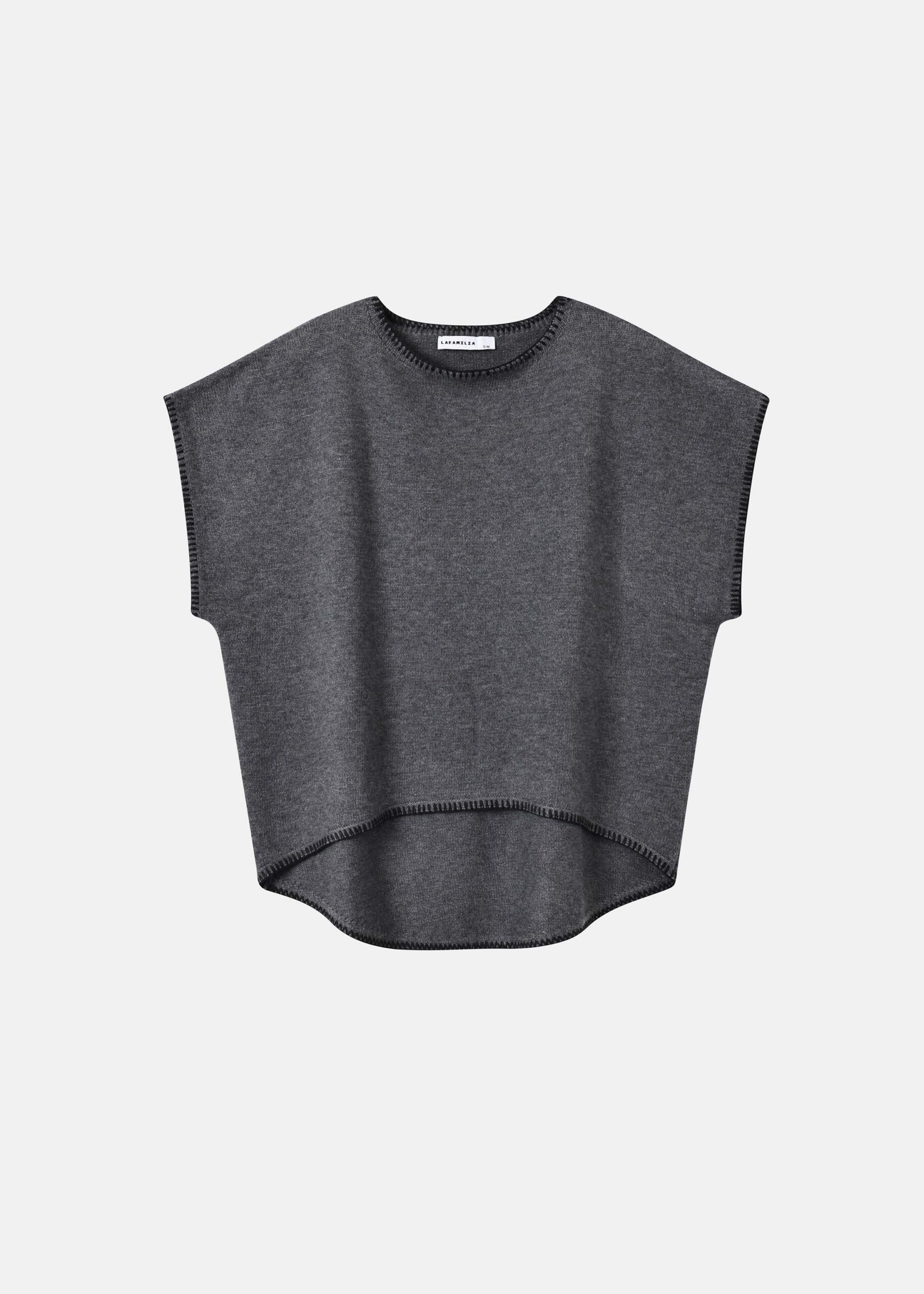 Women Knit Top with Contrast Topstitching