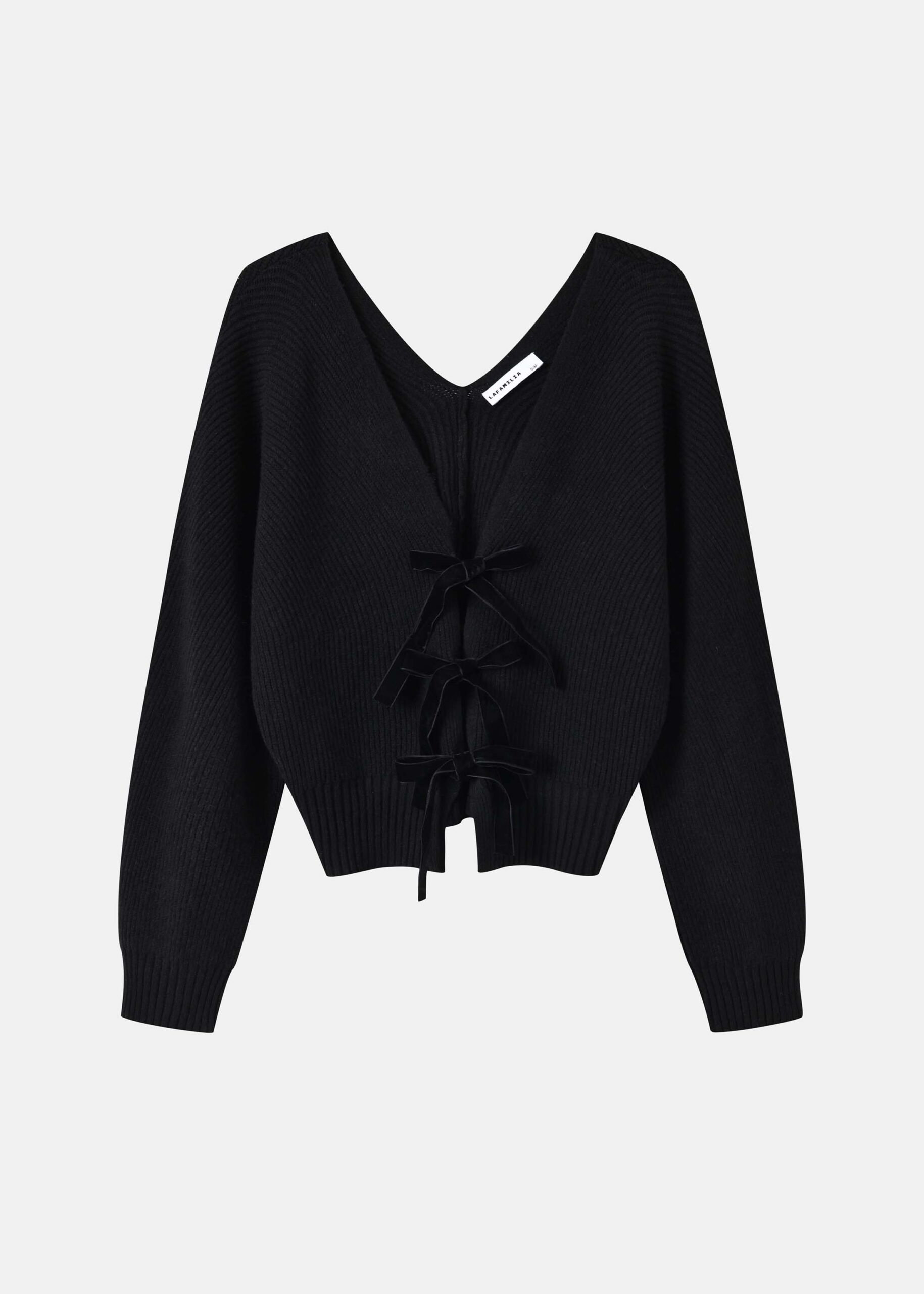 Women Knitted Cardigan With Bows Closure