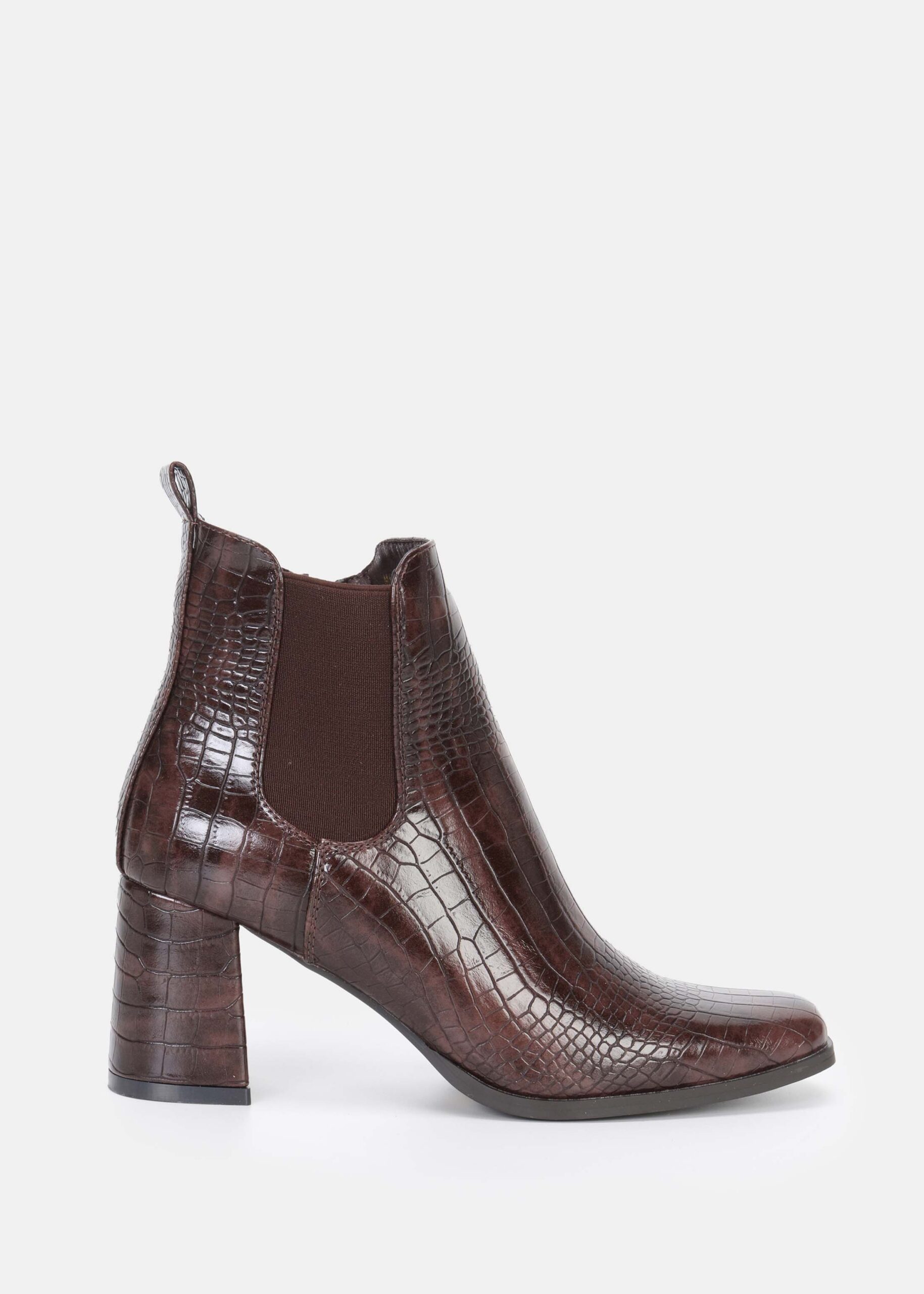 Women Croc-Embossed Leather Ankle Boots