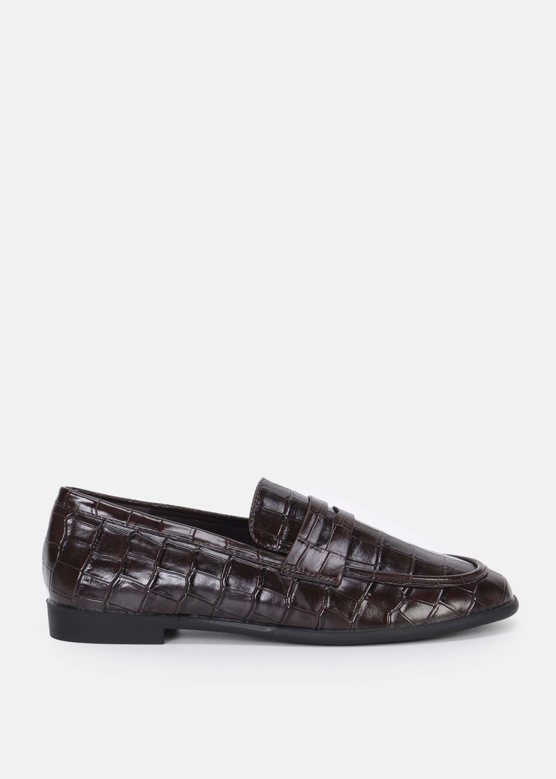 Women Croc-Embossed Leather Loafers