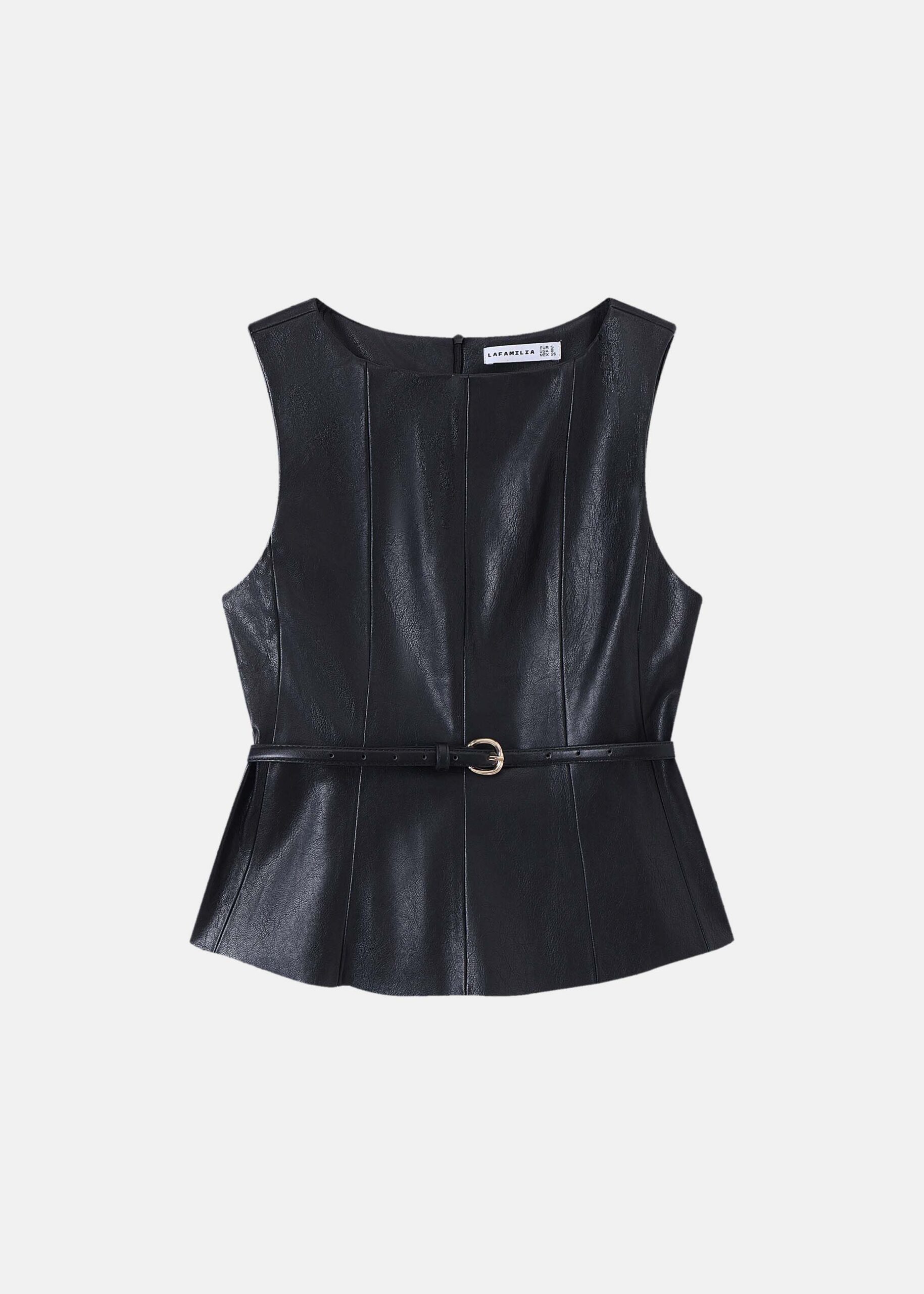 Women Sleeveless Belted Top