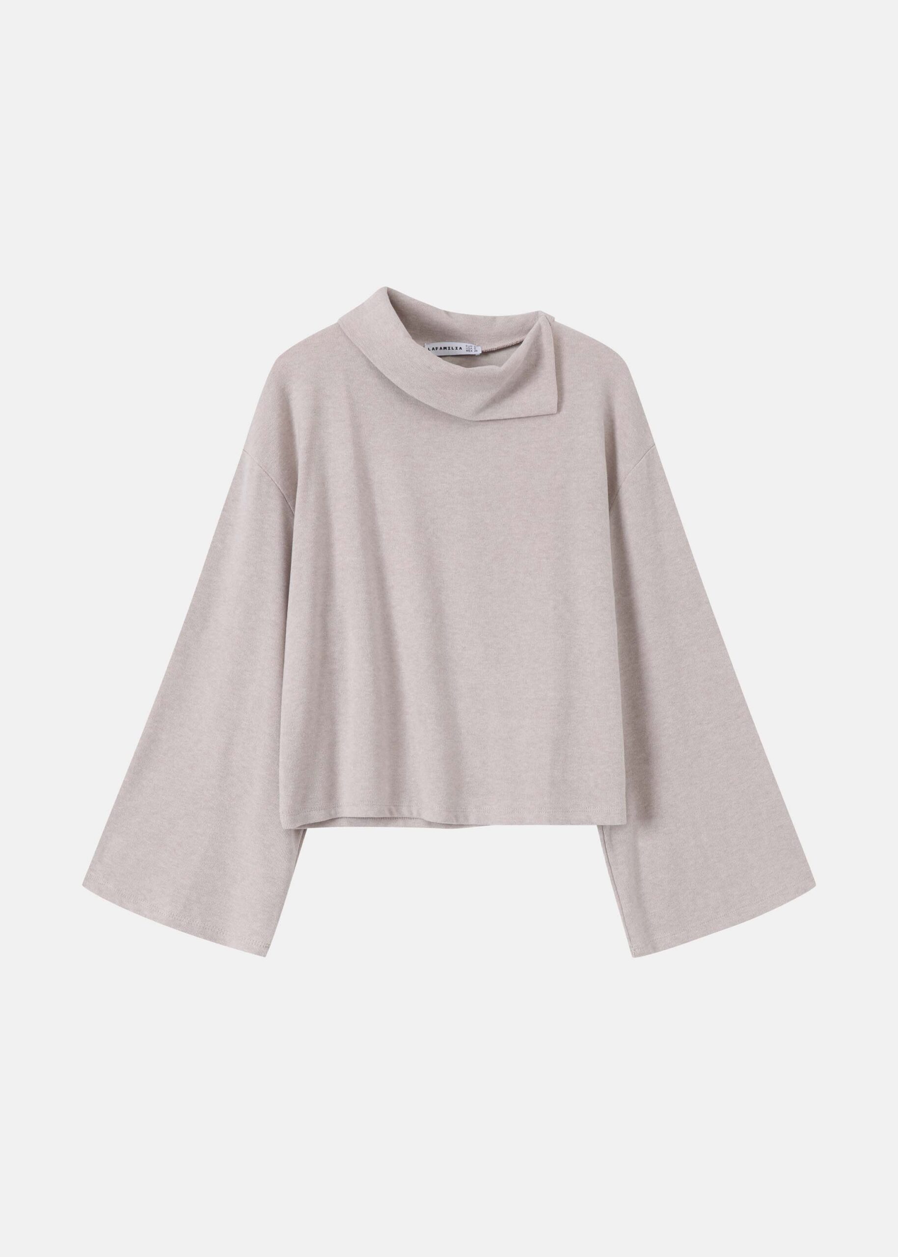 Women Long-Sleeves Assymetrical-Neckline Sweater