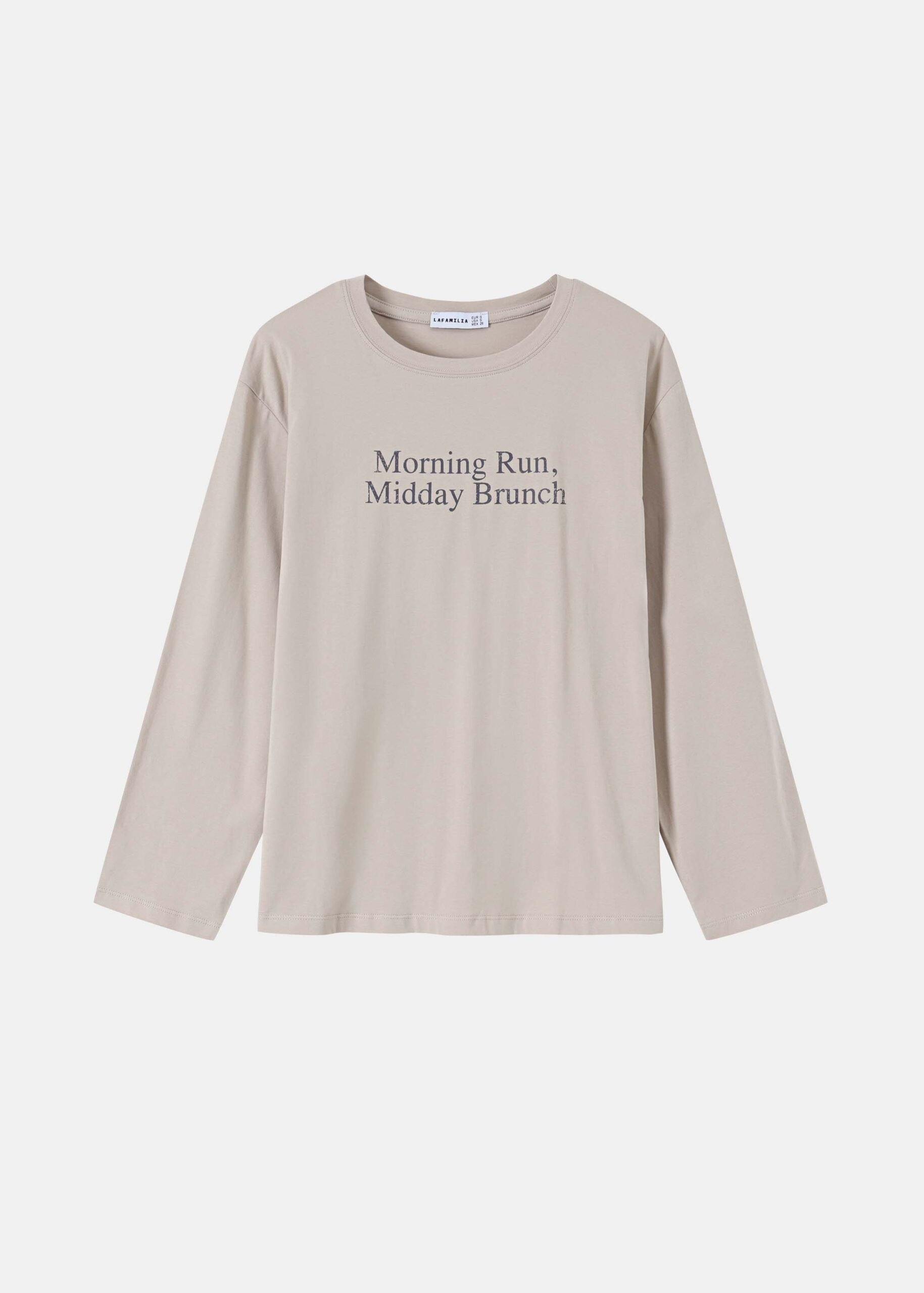 Women Long-Sleeves Round-Neckline Printed T-Shirt