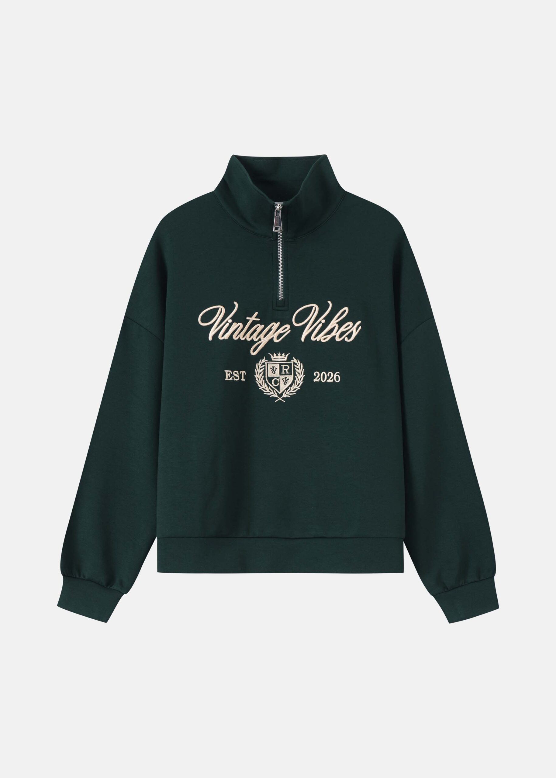 Women High-Neck Quarter-Zipup Sweatshirt
