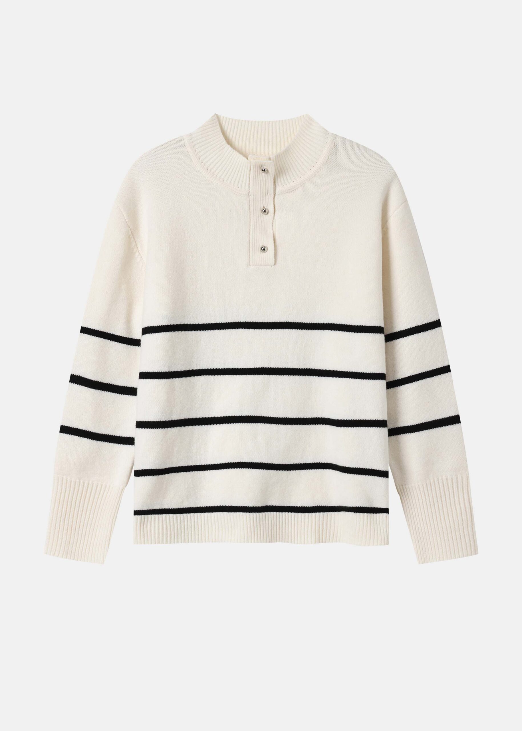 Women Mock-Neck Striped Sweater