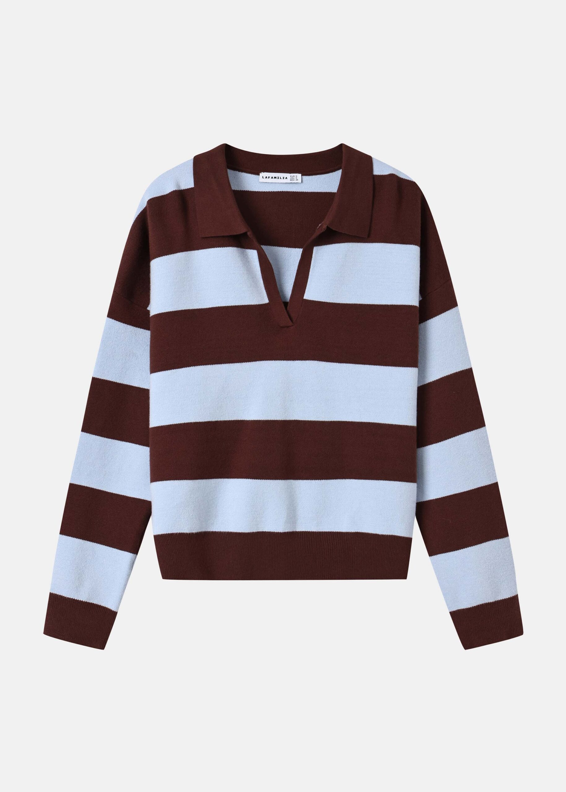 Women Striped Polo Sweater