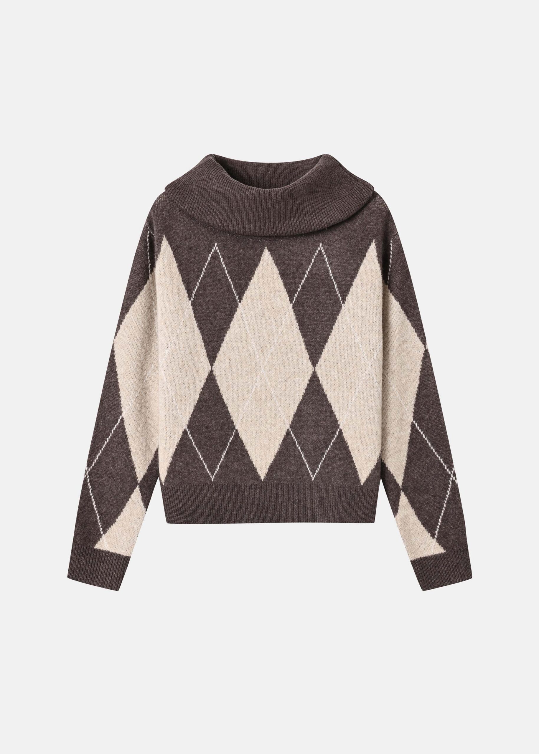 Women Argyle Pattern Sweater
