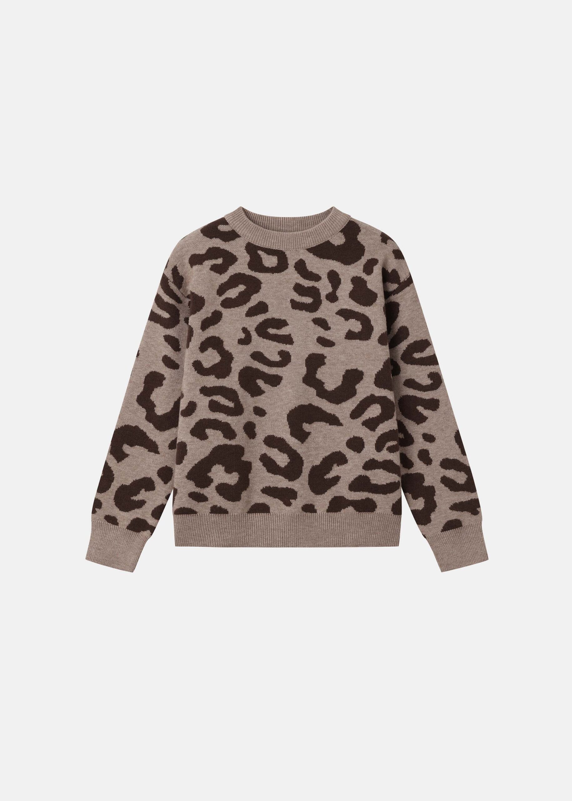 Kids Girl Leopard Print Knit Sweater